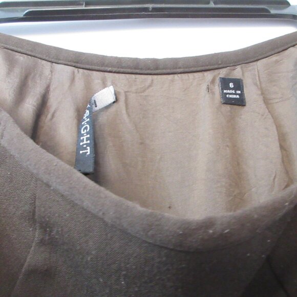 INSIGHT Chocolate Brown Asymmetrical Knit Flare Midi Skirt, size 6 . - Picture 6 of 8
